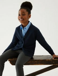 M&S Collection Cardigans Girls' Cotton Regular Fit School Cardigan (2-16 Yrs) -Cheap School Uniform Store SD 04 T93 2279 F3 X EC 0