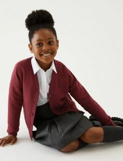 M&S Collection Cardigans Girls' Cotton Regular Fit School Cardigan (2-16 Yrs) -Cheap School Uniform Store SD 04 T93 2279 XM X EC 0