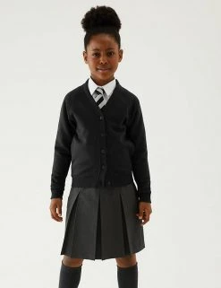 M&S Collection Cardigans Girls' Cotton Regular Fit School Cardigan (2-16 Yrs) -Cheap School Uniform Store SD 04 T93 2279 Y0 X EC 0